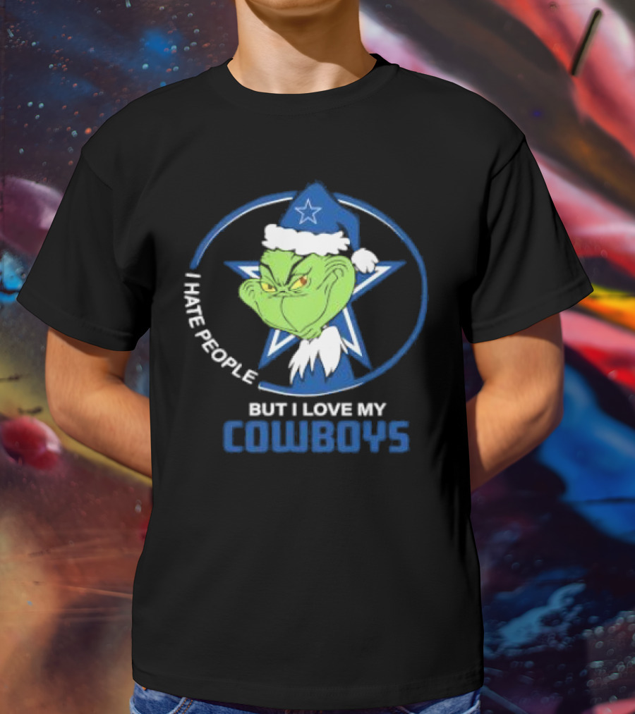 Dallas Cowboys Christmas Grinch I Hate People But I Love My Cowboys T-Shirt