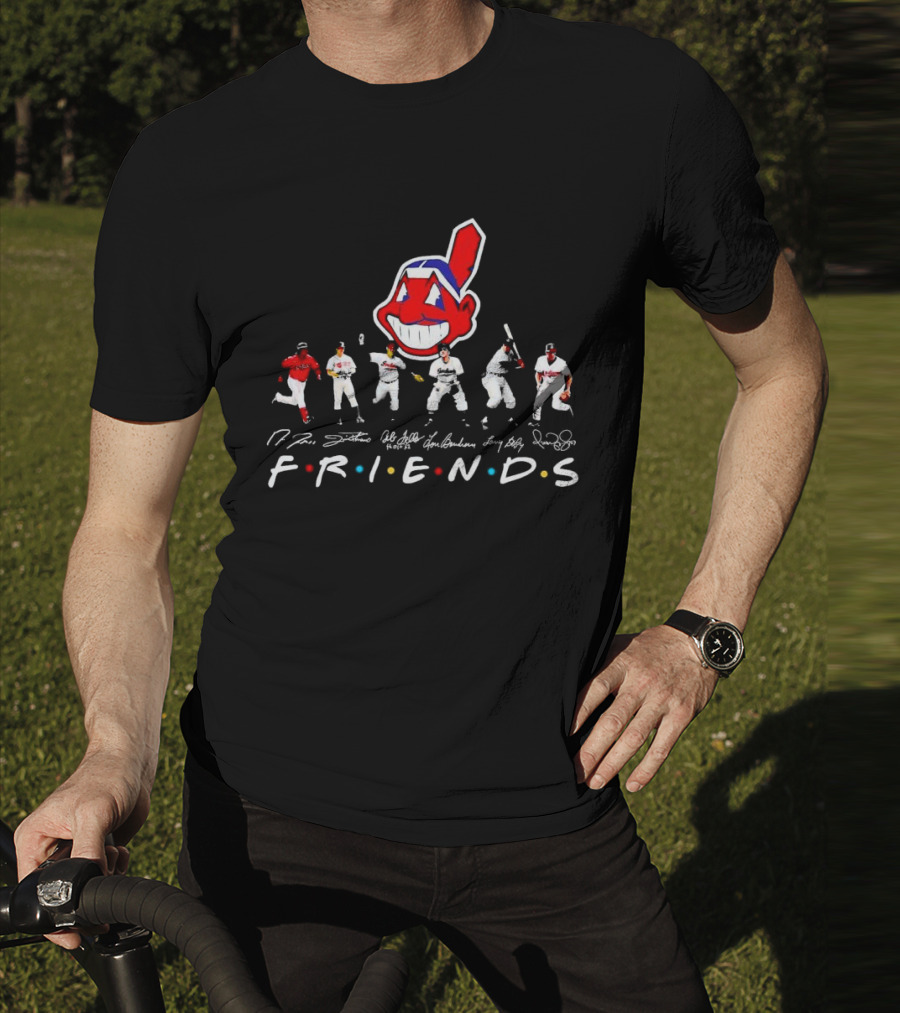 Friends Cleveland Guardians Chief Wahoo Players Signatures T-Shirt
