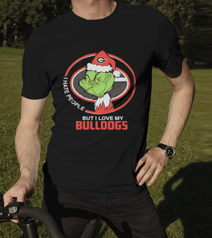 Georgia Bulldogs Christmas Grinch I Hate People But I Love My Bulldogs T-Shirt