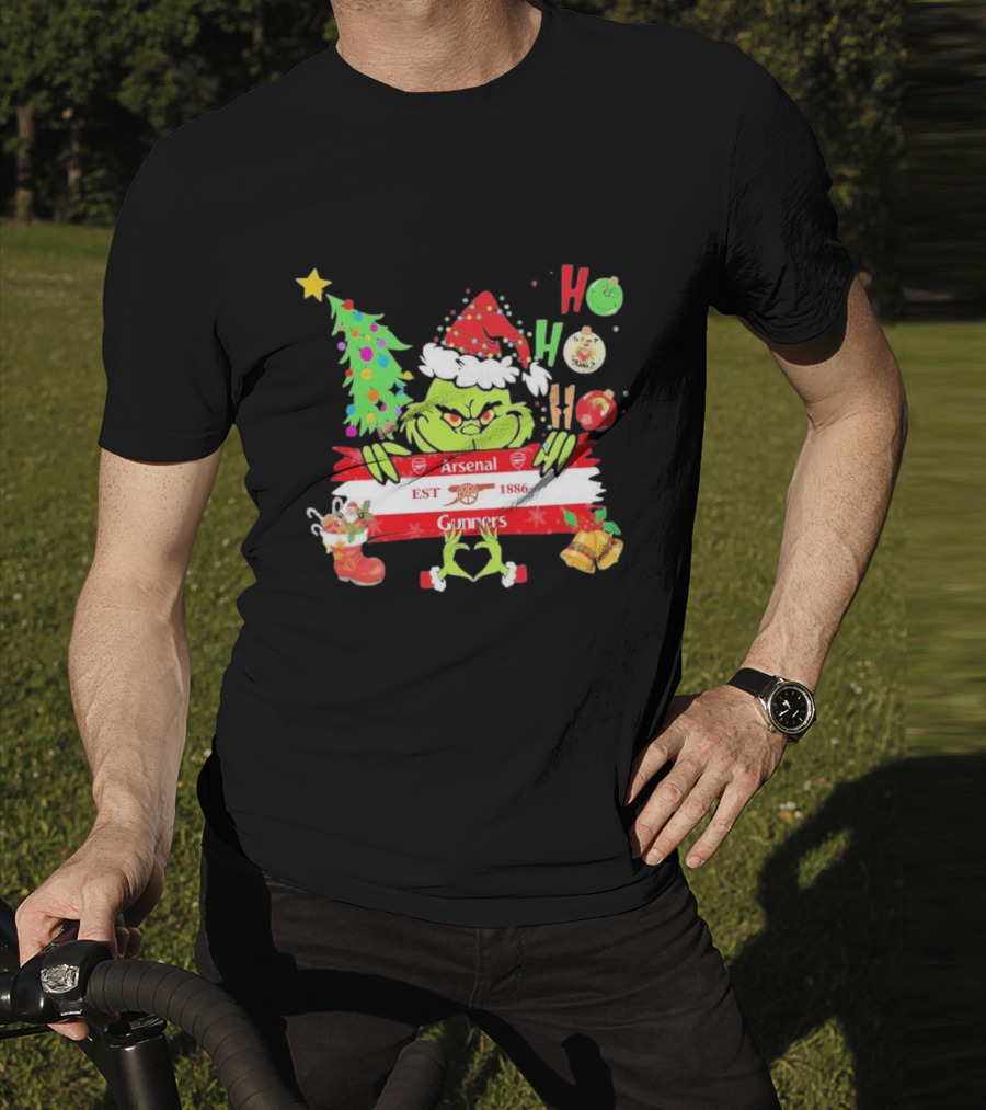 Grinch Ho Ho Ho Arsenal FC EST 1886 Gunners Christmas T-Shirt