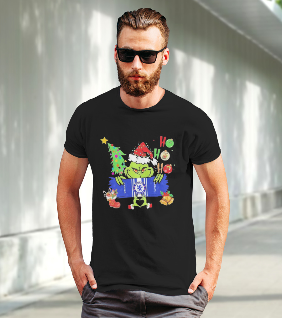 Grinch Ho Ho Ho Chelsea FC Christmas Festive Football Fun T-Shirt