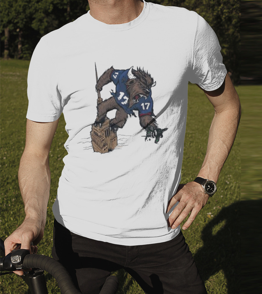 Buffalo Bills King Of New York Mascot Towering Beast Number 17 T-Shirt