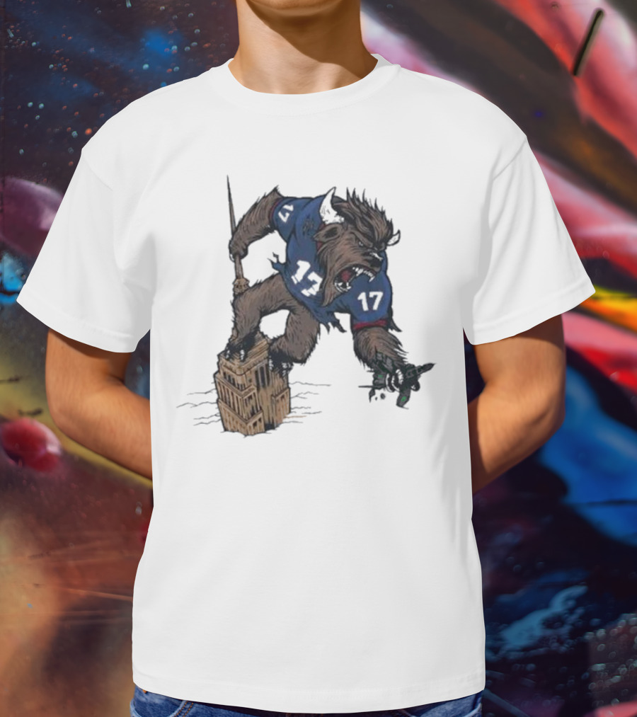 Buffalo Bills King Of New York Mascot Towering Beast Number 17 T-Shirt