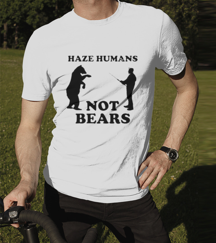 Haze Humans Not Bears Silhouette Of Person And Bear Confrontation T-Shirt