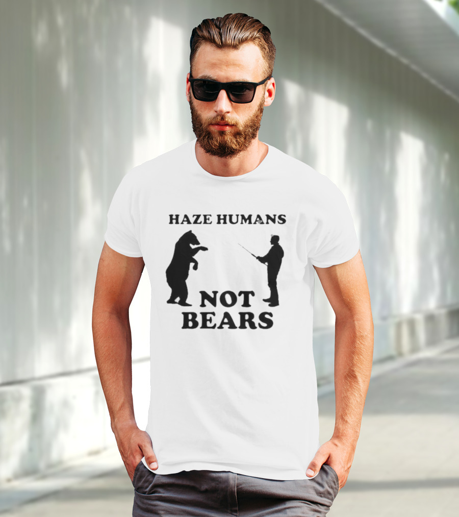 Haze Humans Not Bears Silhouette Of Person And Bear Confrontation T-Shirt