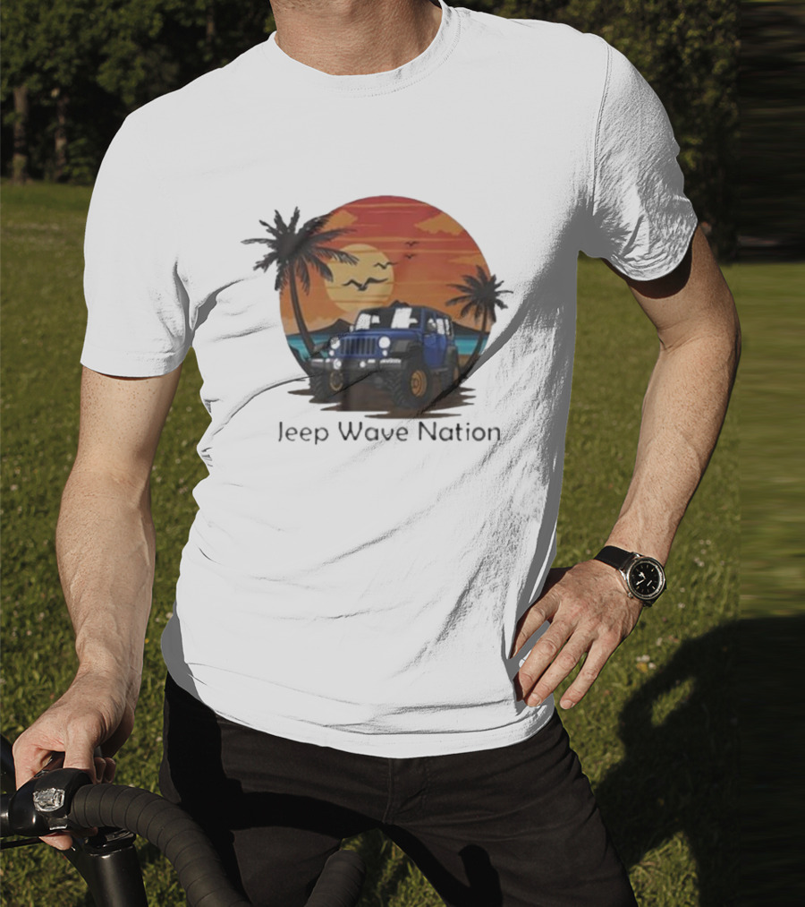 Jeep Wave Nation Vintage Sunset Adventure Scene T-Shirt