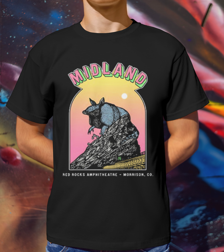 Midland Red Rocks Amphitheatre Armadillo Morrison CO T-Shirt