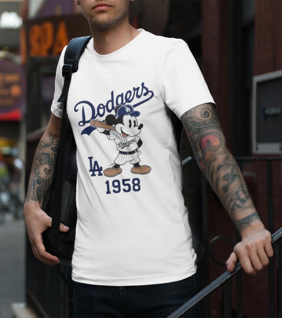 Mickey Mouse Los Angeles Dodgers 1958 LA Baseball T-Shirt