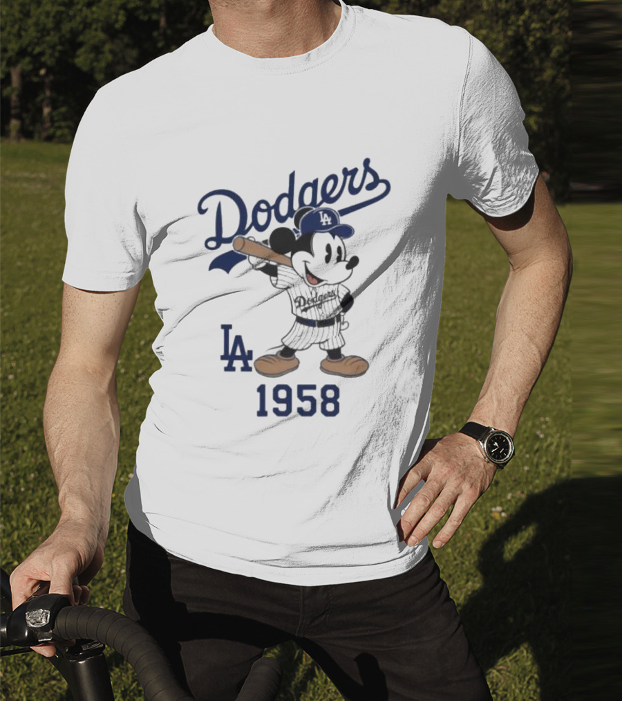 Mickey Mouse Los Angeles Dodgers 1958 LA Baseball T-Shirt