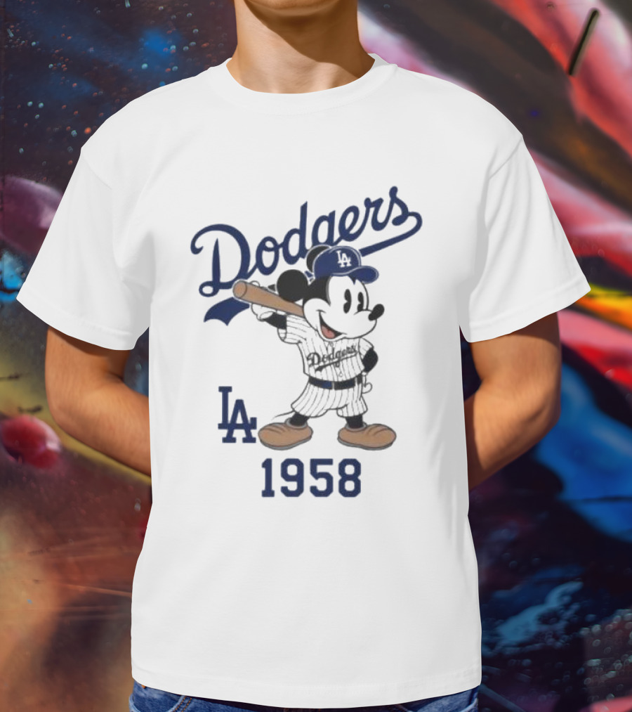 Mickey Mouse Los Angeles Dodgers 1958 LA Baseball T-Shirt
