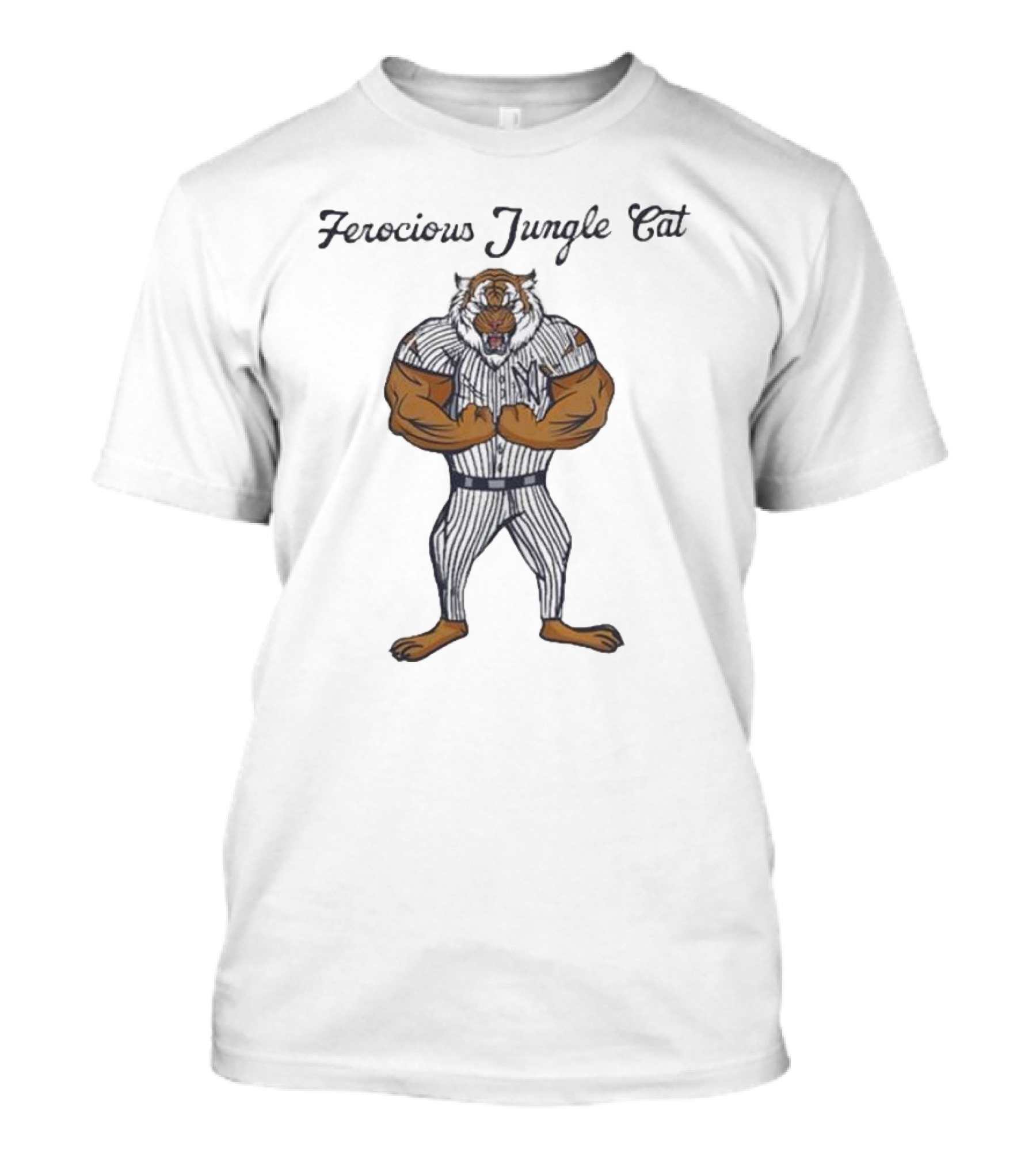 New York Yankees MLB Ferocious Jungle Cat Fierce Tiger In Pinstripes T-Shirt