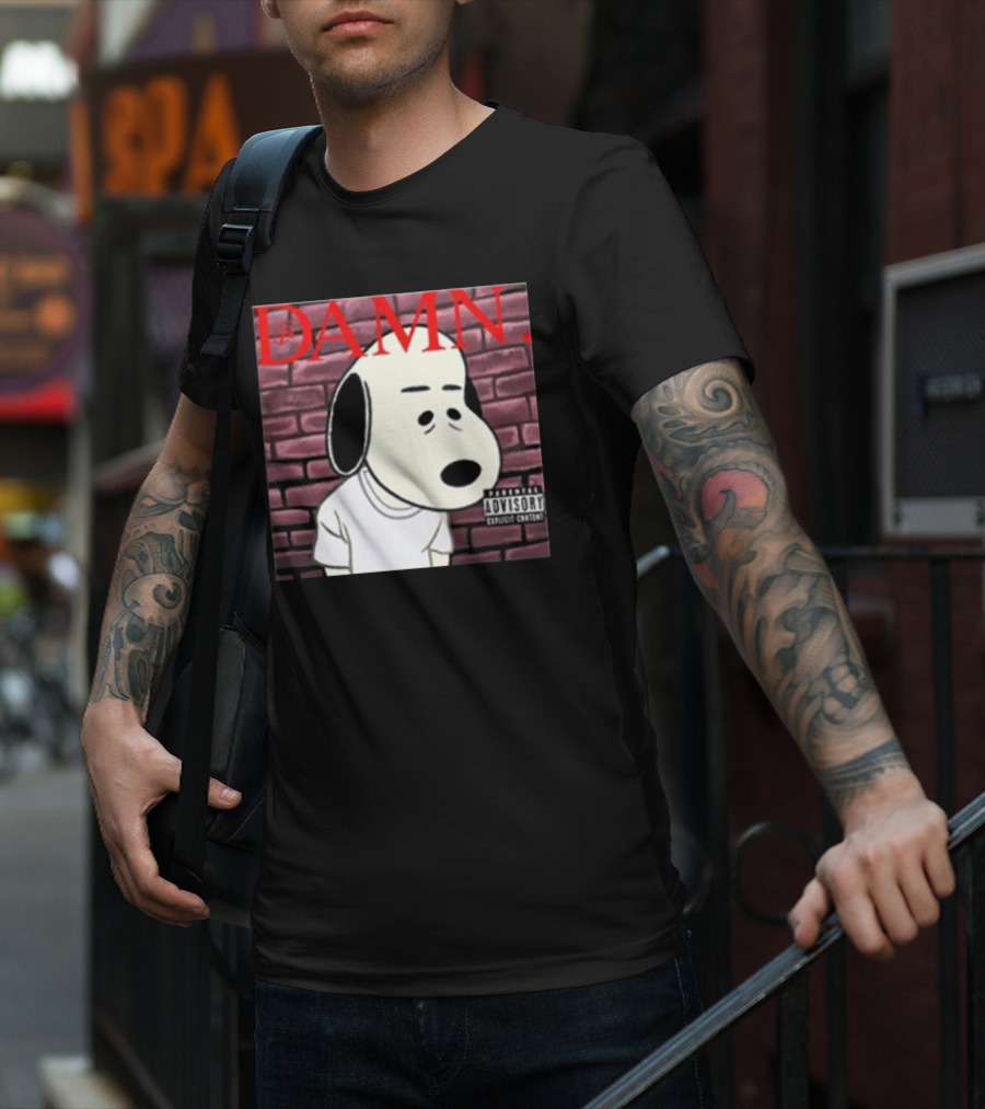 Damn. Snoopy Parental Advisory Brick Wall T-Shirt