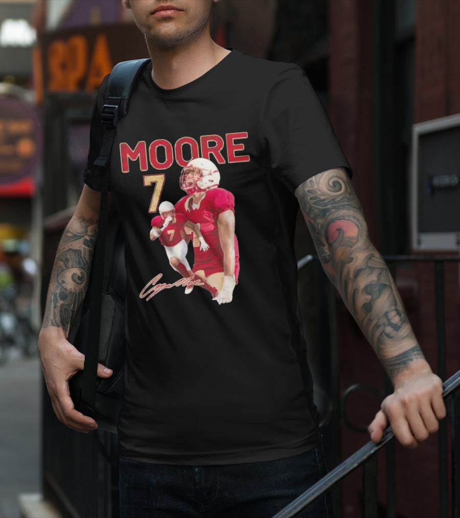 Cazeem Moore 7 Elon Phoenix Player Signature Football Jersey T-Shirt
