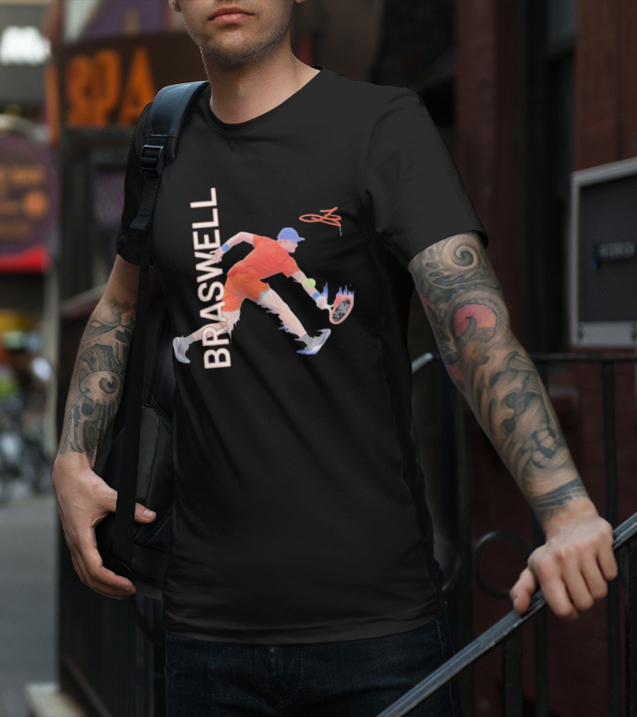 Braswell Tennis Player Signature Action With Dynamic Stroke T-Shirt