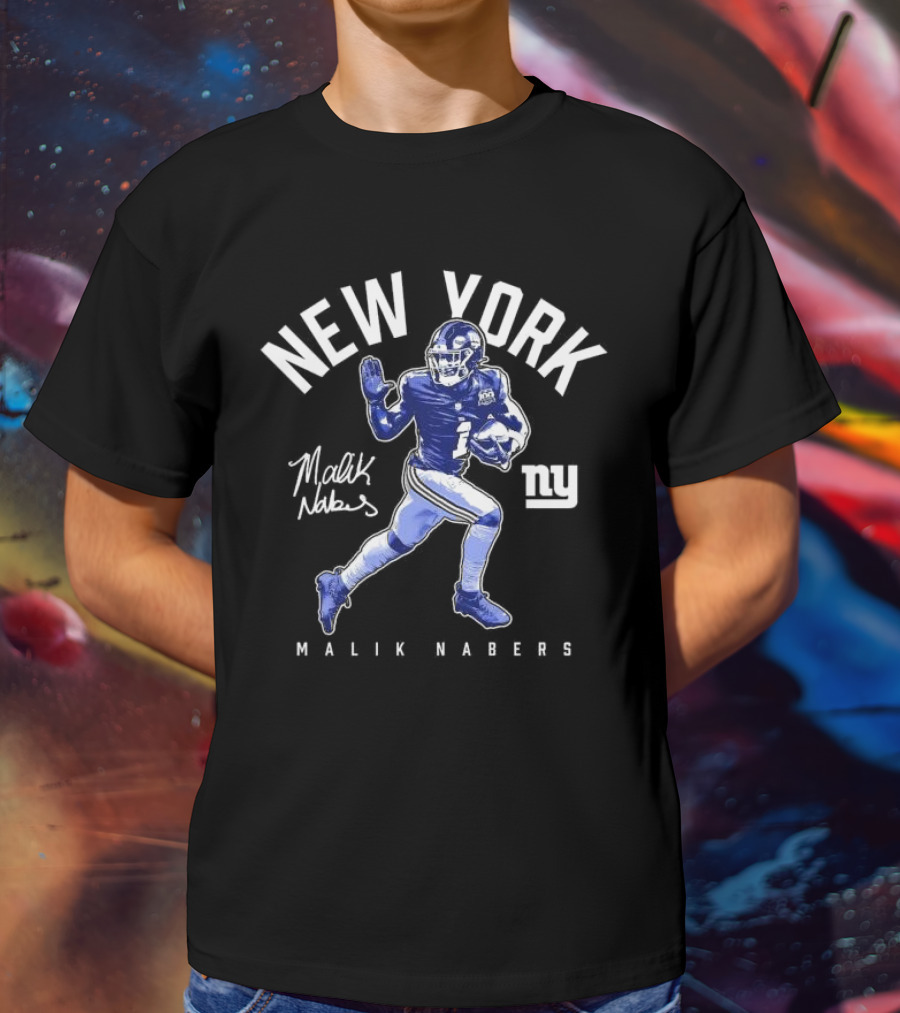 New York Malik Nabers Giants Stiff Arm T-Shirt