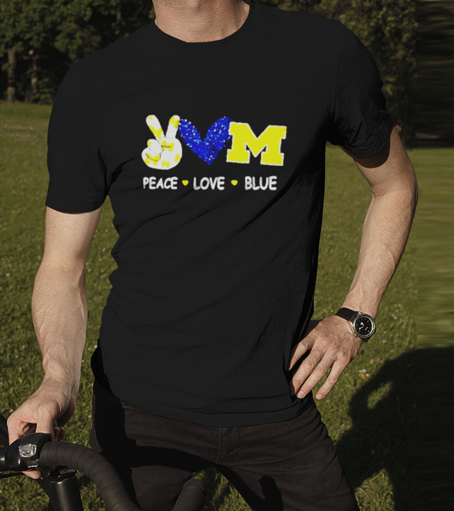 Peace Love M Blue T-Shirt