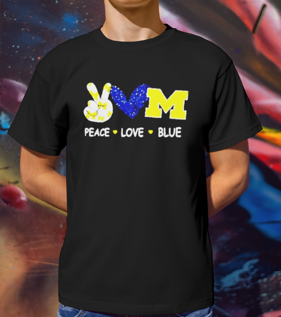 Peace Love M Blue T-Shirt