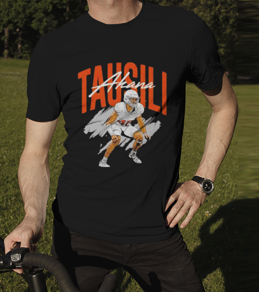 Tausili Akana Texas Longhorns Player Football Action T-Shirt