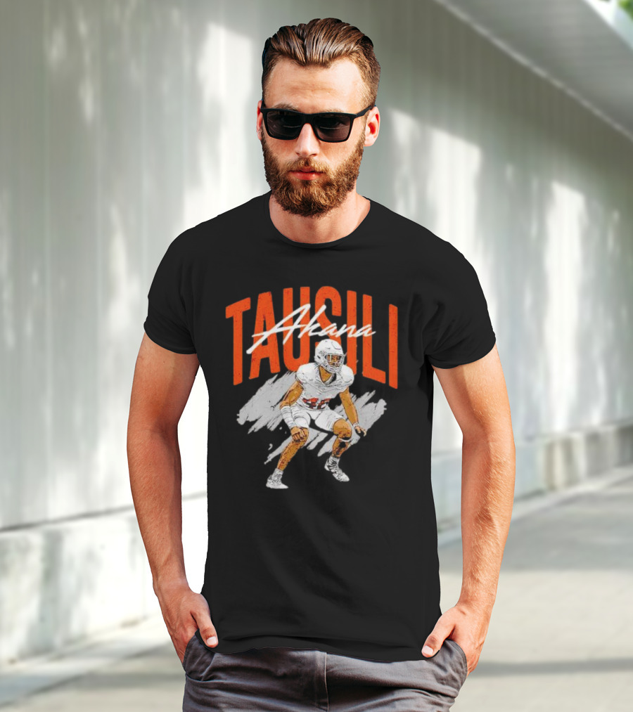 Tausili Akana Texas Longhorns Player Football Action T-Shirt