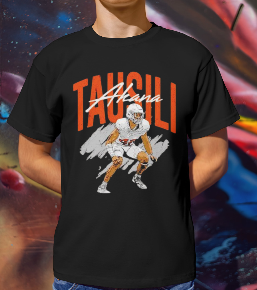 Tausili Akana Texas Longhorns Player Football Action T-Shirt