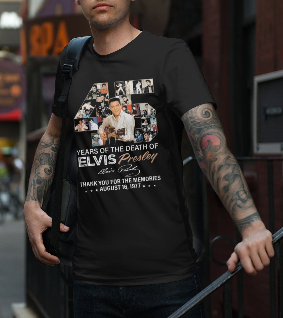 45 Years Of The Death Of Elvis Presley Thank You For The Memories August 16 1977 T-Shirt