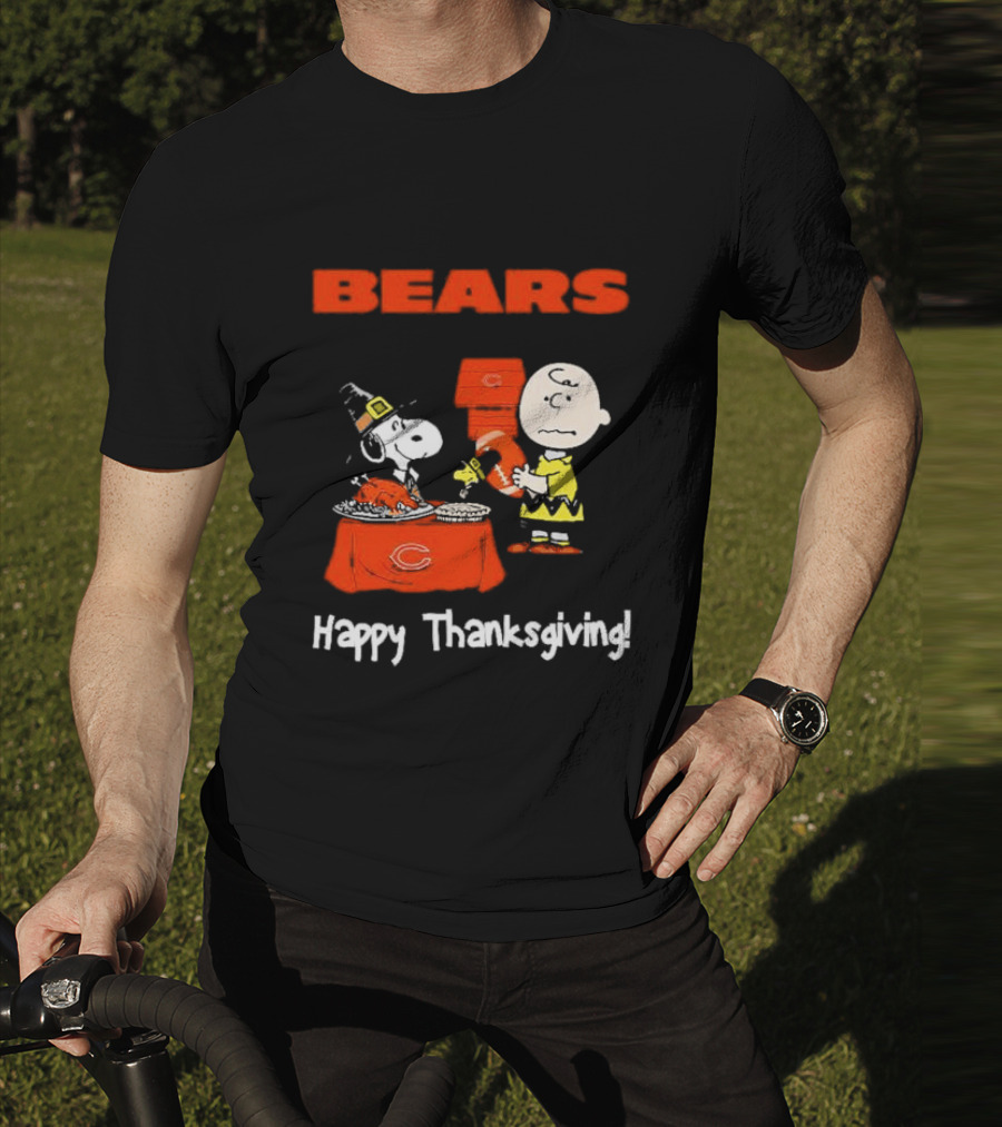 BEARS Chicago Charlie Brown And Snoopy Happy Thanksgiving T-Shirt