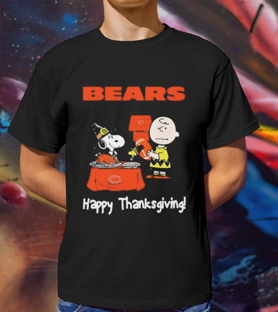 BEARS Chicago Charlie Brown And Snoopy Happy Thanksgiving T-Shirt