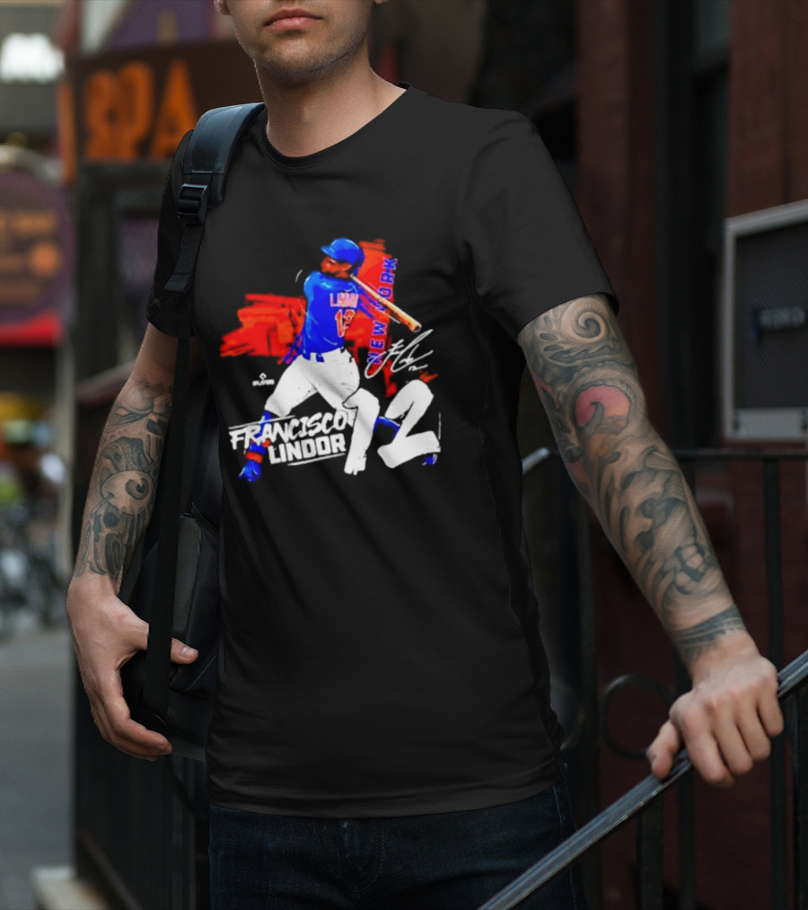 FRANCISCO LINDOR NEW YORK METS NUMBER 12 SIGNATURE HIT T-Shirt