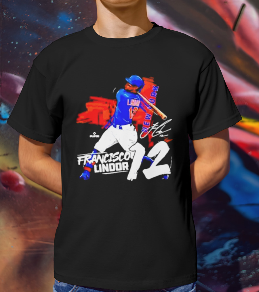 FRANCISCO LINDOR NEW YORK METS NUMBER 12 SIGNATURE HIT T-Shirt