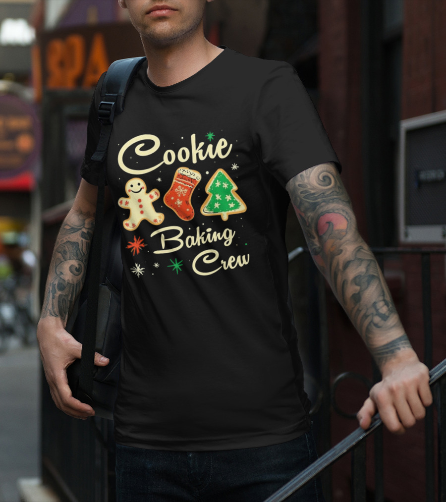 Cookie Baking Crew Christmas Gingerbread Stocking Tree Cookies T-Shirt