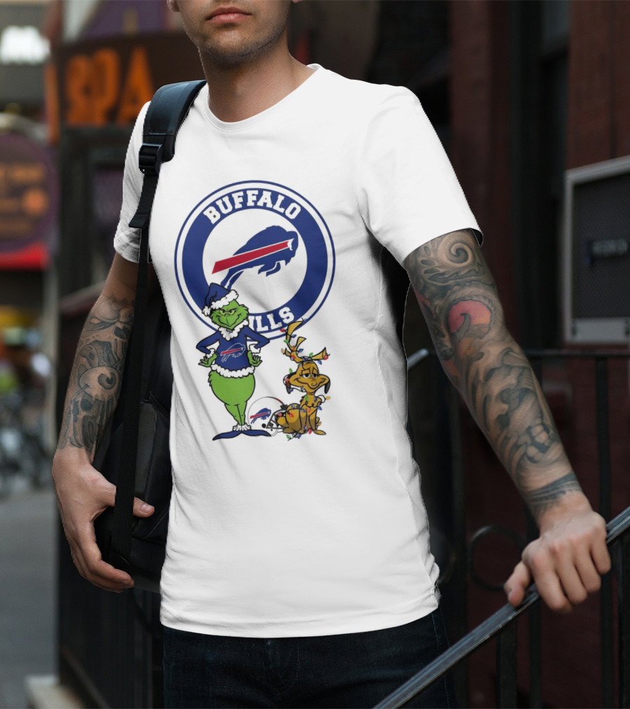 Buffalo Bills Grinch And Max Merry Christmas T-Shirt