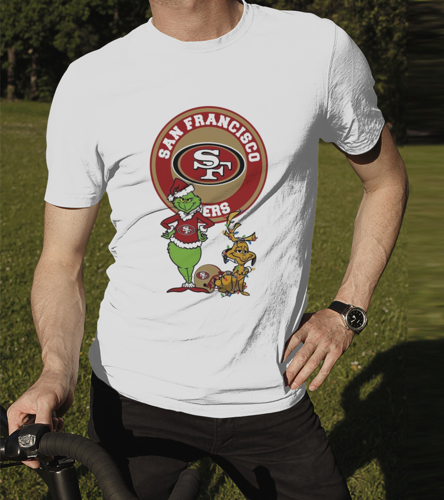 San Francisco 49ers Grinch And Max Merry Christmas T-Shirt