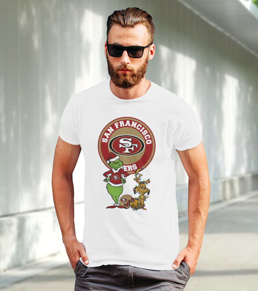 San Francisco 49ers Grinch And Max Merry Christmas T-Shirt