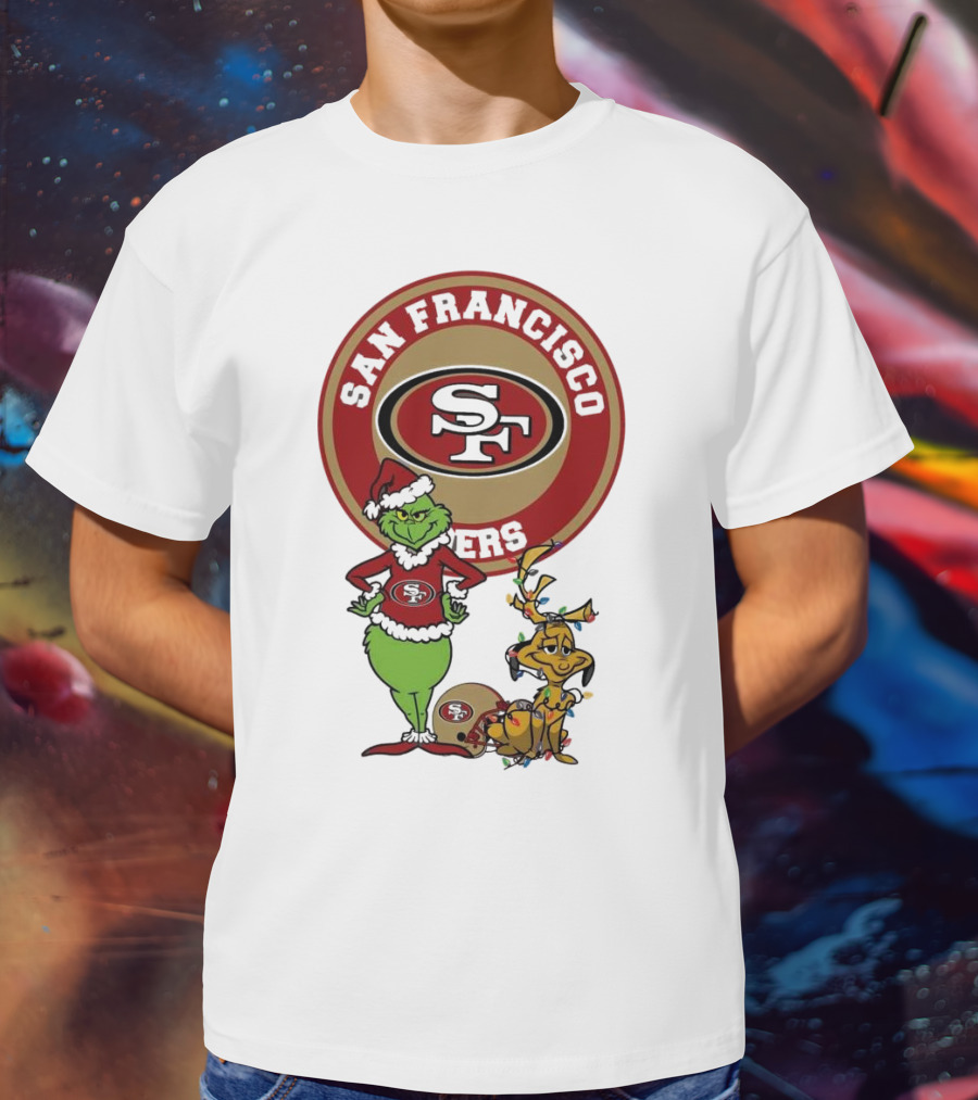 San Francisco 49ers Grinch And Max Merry Christmas T-Shirt