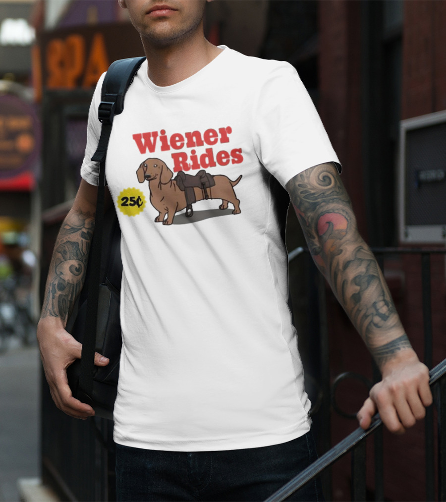 Wiener Rides 25C Dachshund With Saddle T-Shirt
