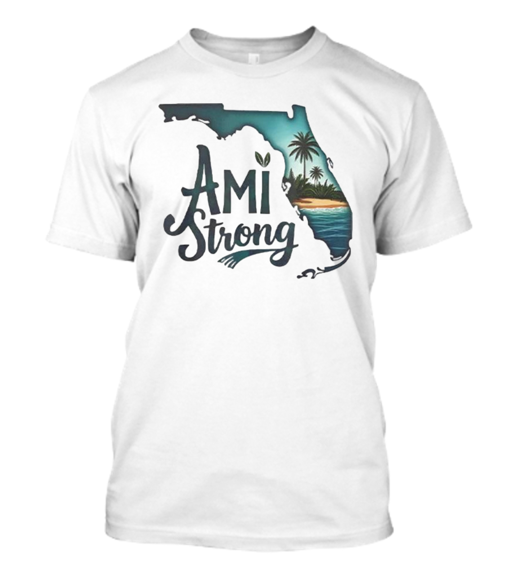 Ami Strong Florida Tropical Palm Beach Scene T-Shirt