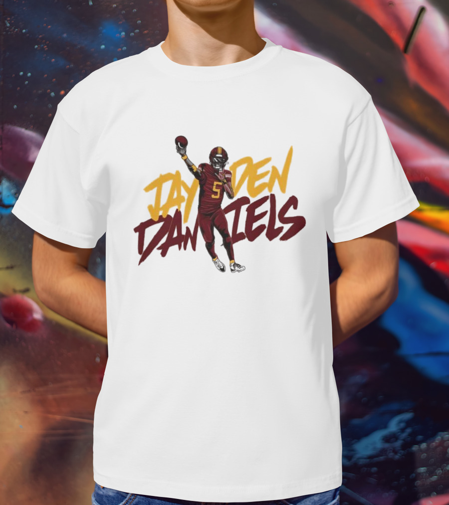 Jayden Daniels Washington Commanders Player Cartoon Football 5 T-Shirt