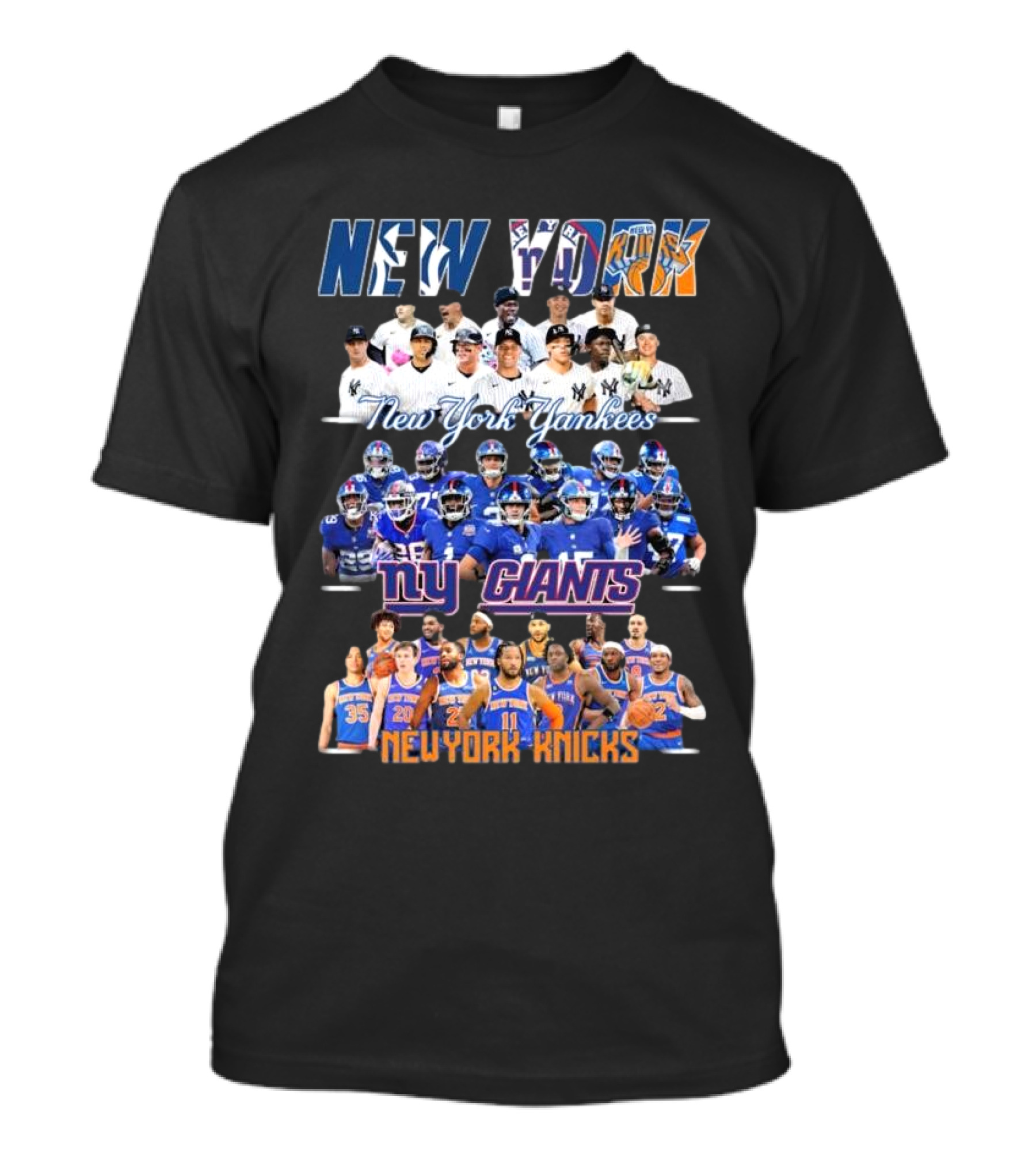 New York Yankees NY Giants New York Knicks Team Players T-Shirt