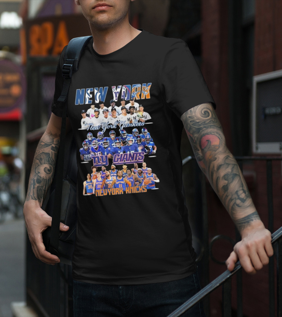 New York Yankees NY Giants New York Knicks Team Players T-Shirt