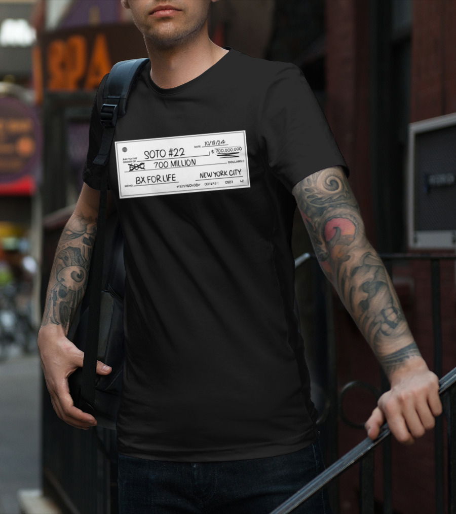 Whatever He Wants Soto #22 700 Million BX For Life New York City Check T-Shirt