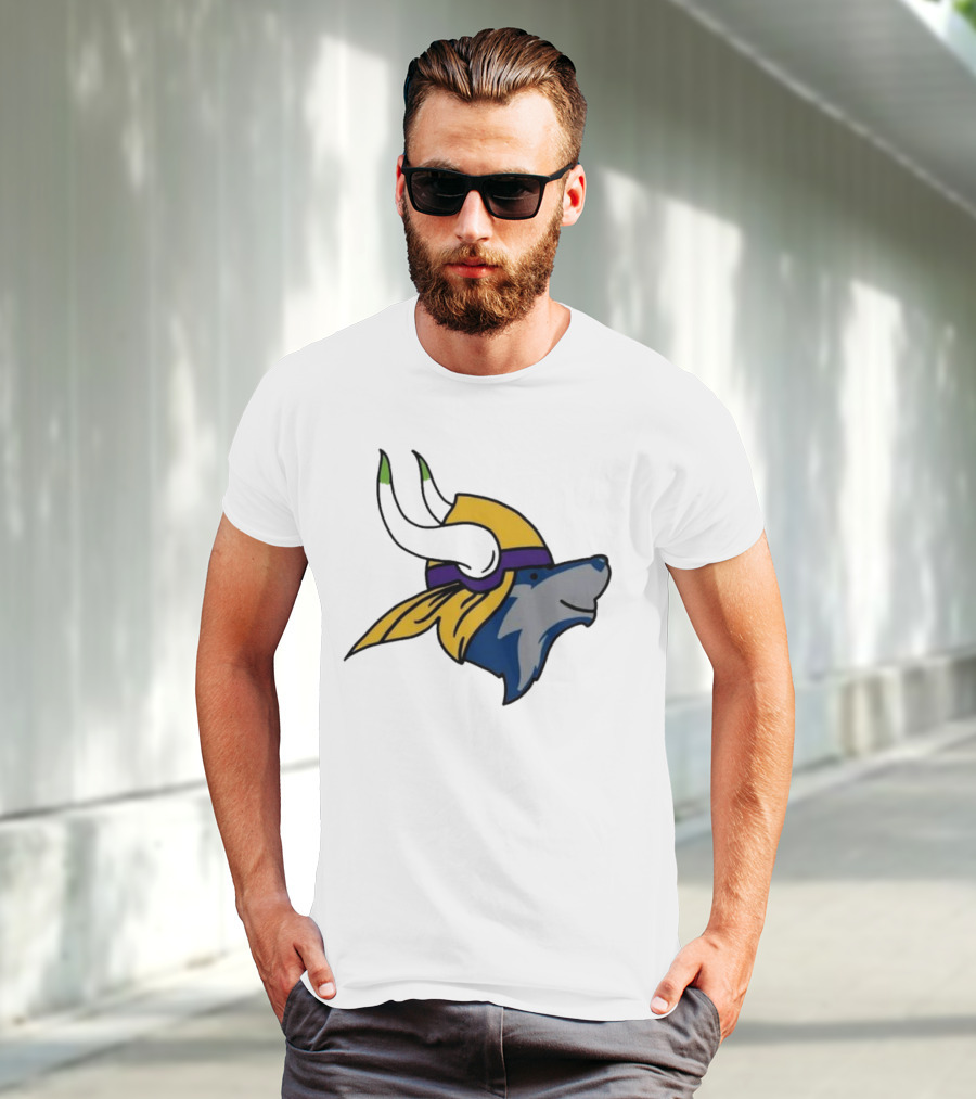 Minnesota Timbervikes Wolf And Viking Helmet Mashup T-Shirt