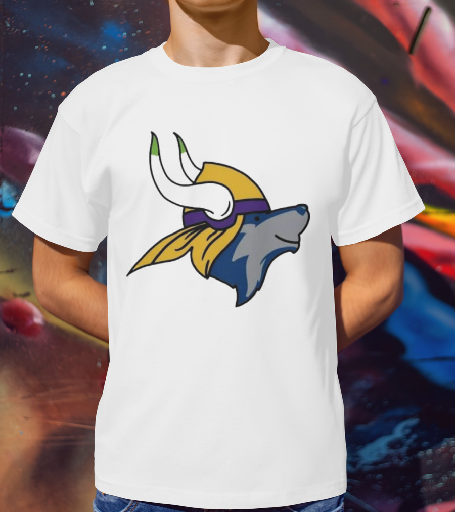 Minnesota Timbervikes Wolf And Viking Helmet Mashup T-Shirt