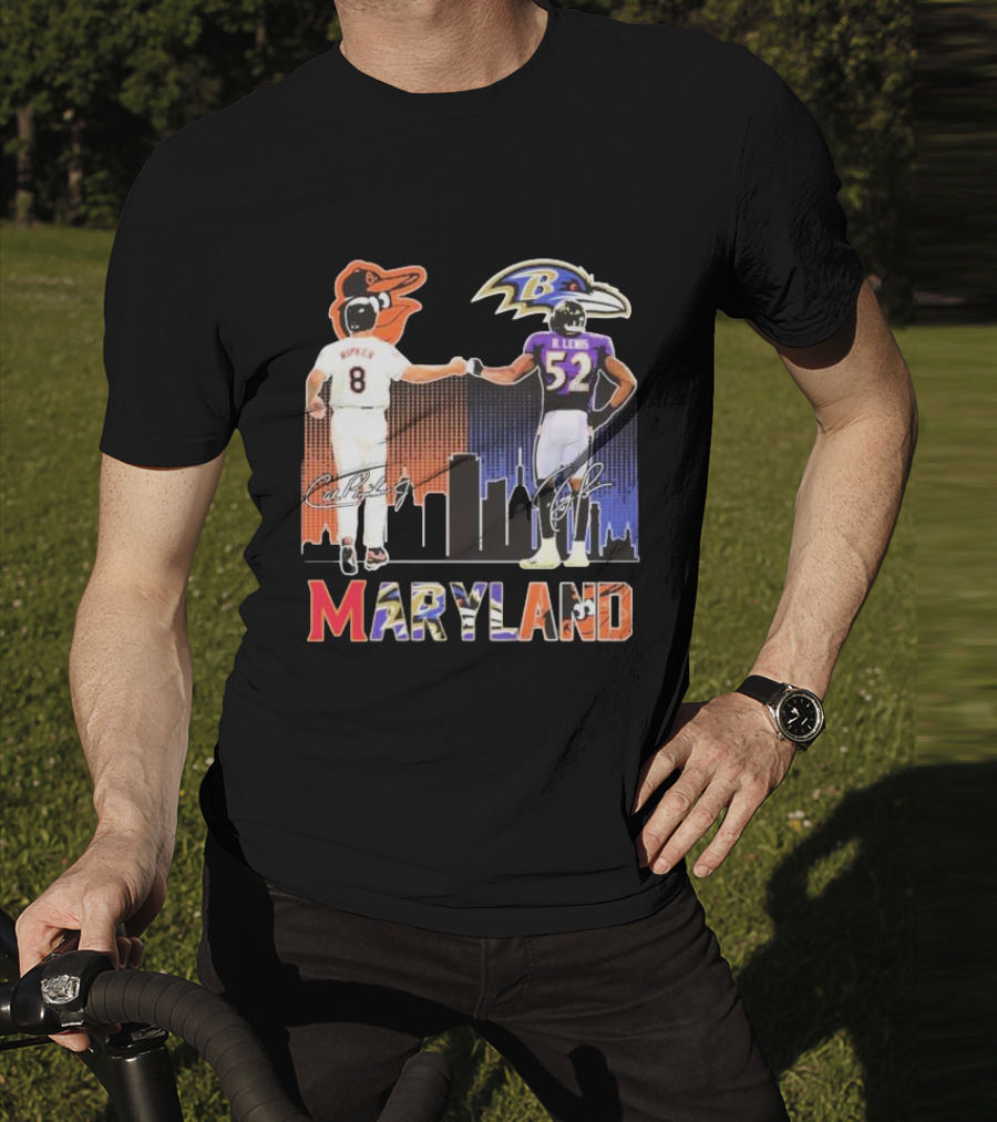 Maryland Sports Baltimore Orioles Ripken Baltimore Ravens Lewis Signatures T-Shirt