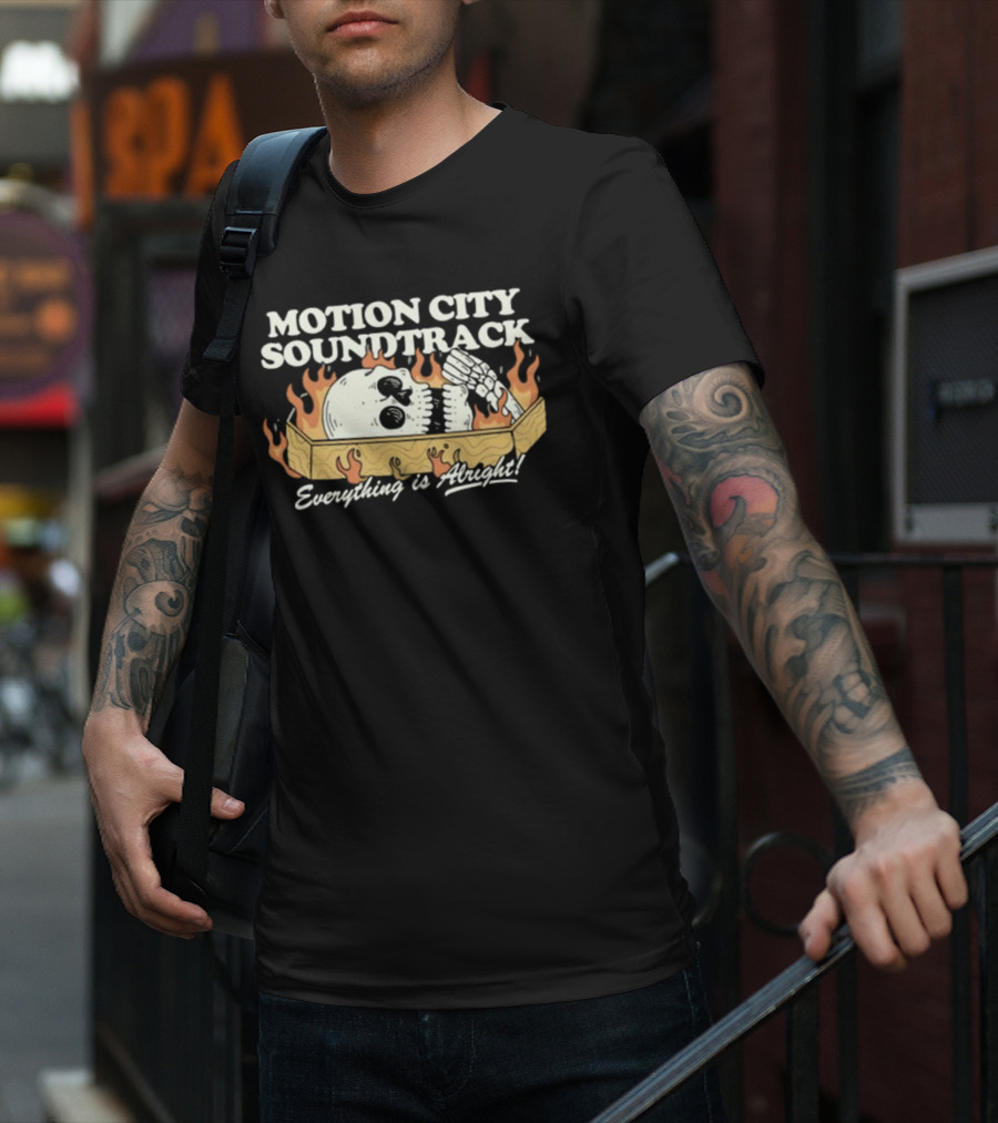 Motion City Soundtrack Everything Is Alright Coffin Skull Flames T-Shirt