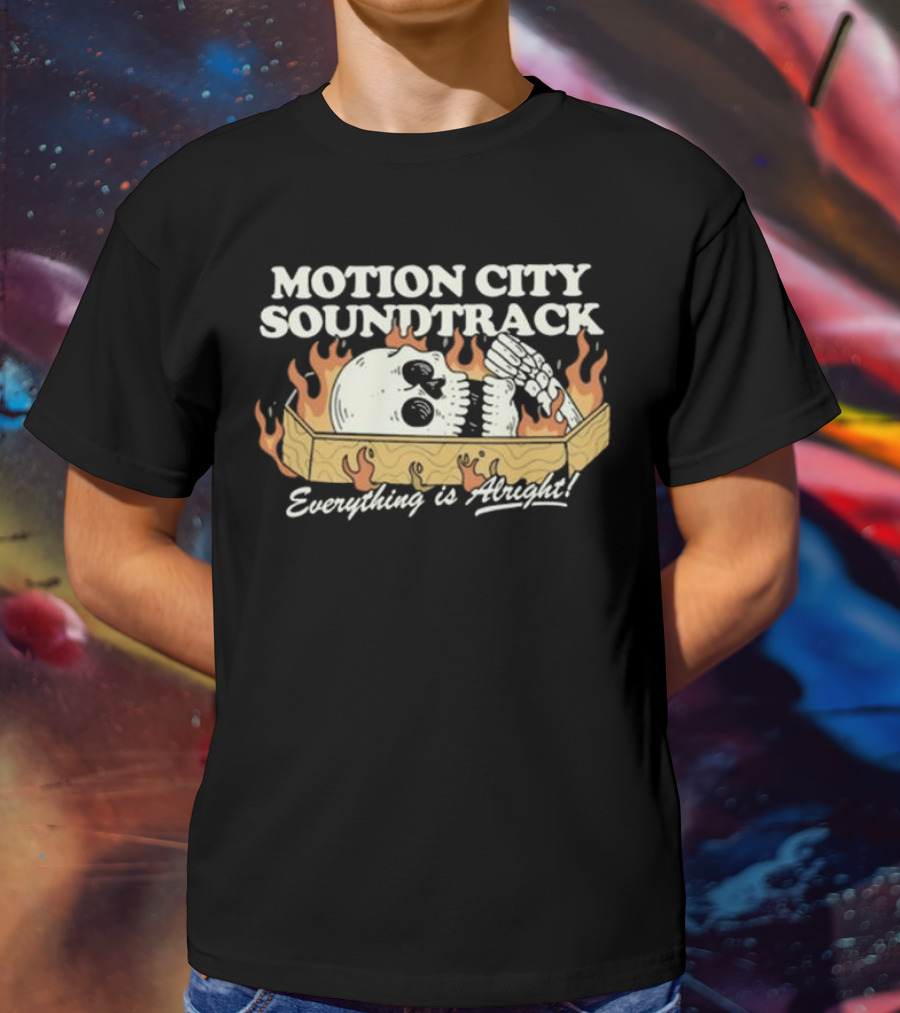 Motion City Soundtrack Everything Is Alright Coffin Skull Flames T-Shirt