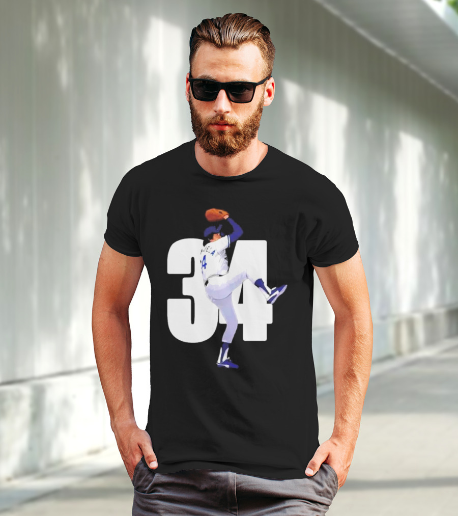 34 Fernando Valenzuela Pitcher Los Angeles Dodgers T-Shirt