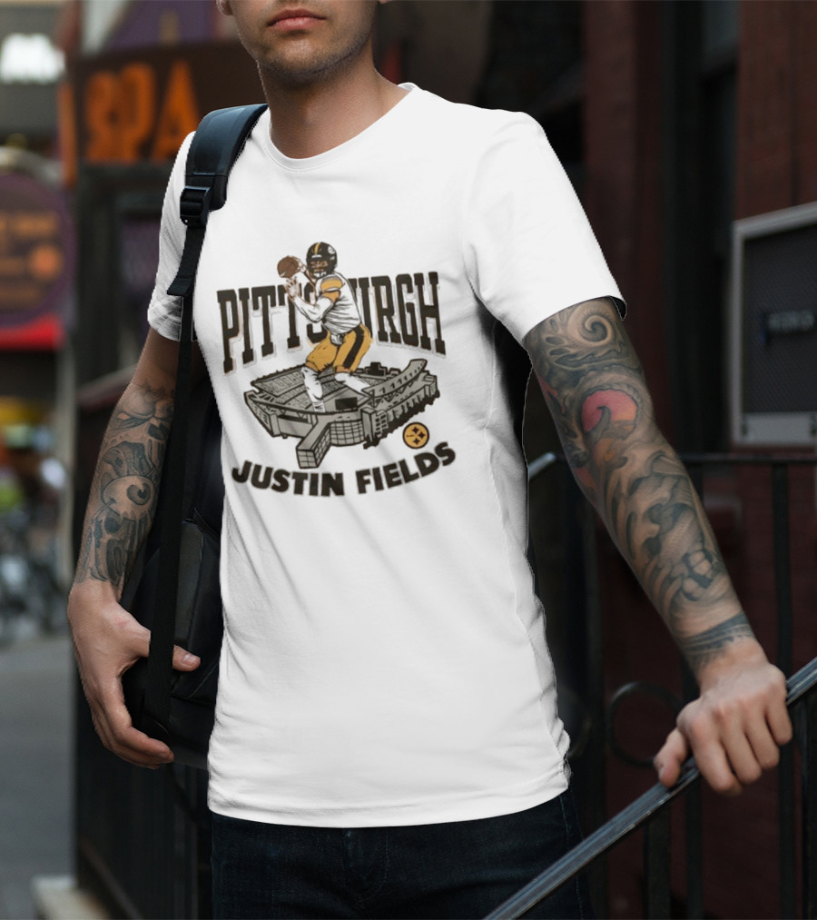 Pittsburgh Steelers Justin Fields Player Stadium NFL Football T-Shirt
