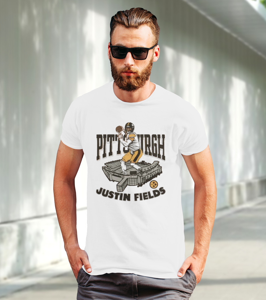 Pittsburgh Steelers Justin Fields Player Stadium NFL Football T-Shirt