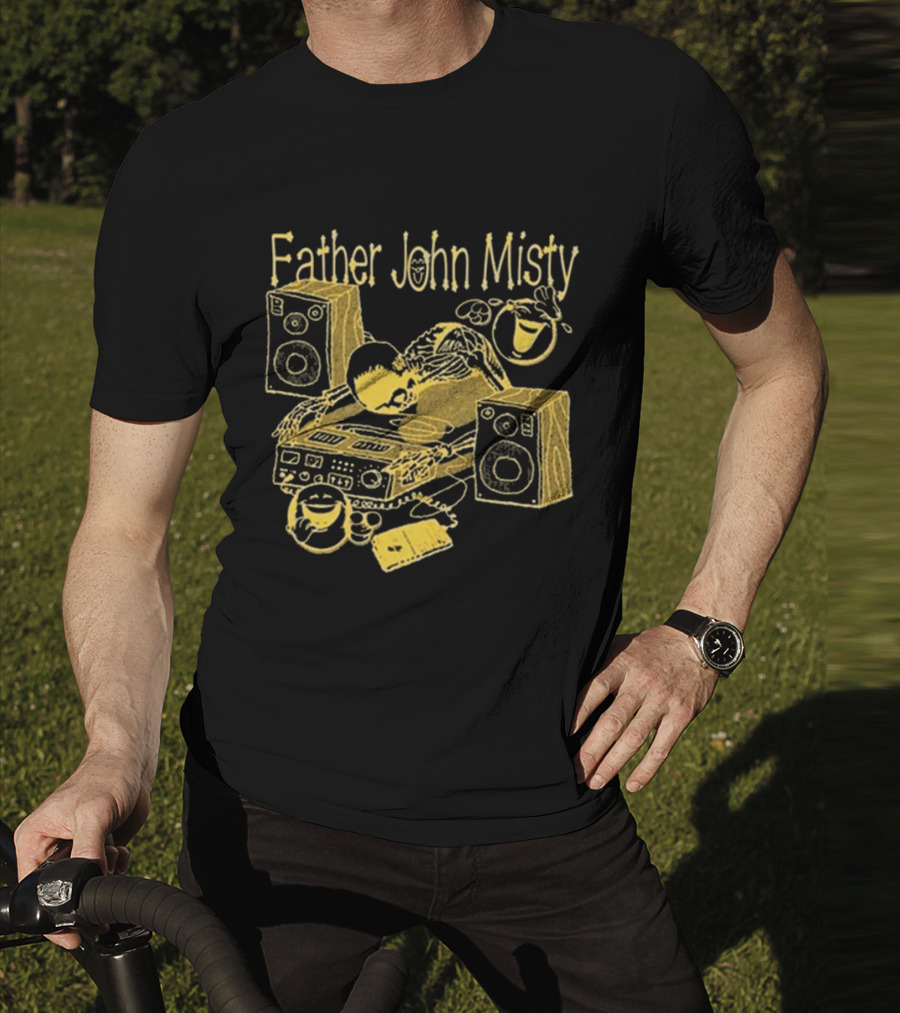 Father John Misty DJ Cartoon Skeleton With Speakers T-Shirt