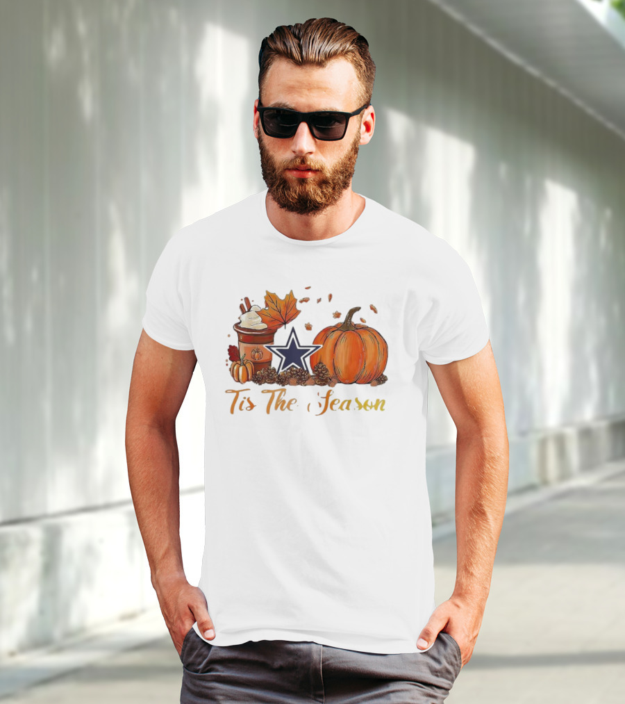Dallas Cowboys Tis The Season Pumpkin Latte Autumn Decor T-Shirt